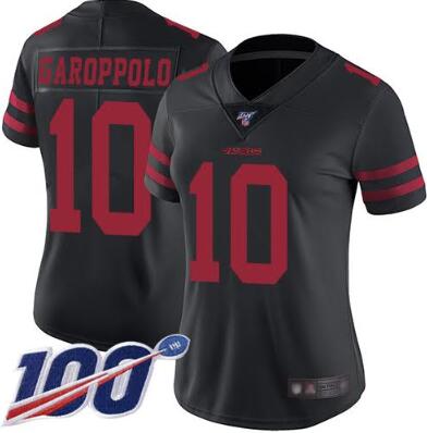 Women's San Francisco 49ers #10 Jimmy Garoppolo 2019 Black 100th Season Vapor Untouchable Limited Stitched Jersey